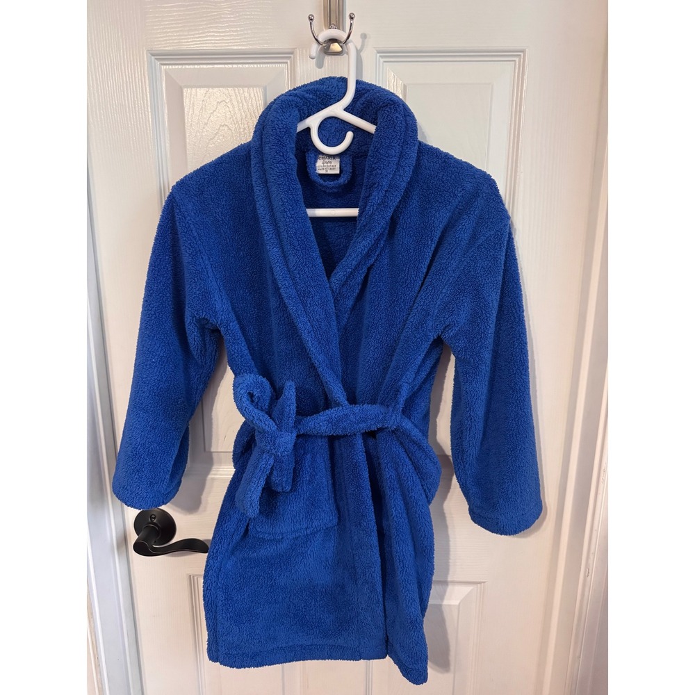 Chakir Linen Boys Youth Medium Royal Blue Plush Microfiber Bathrobe